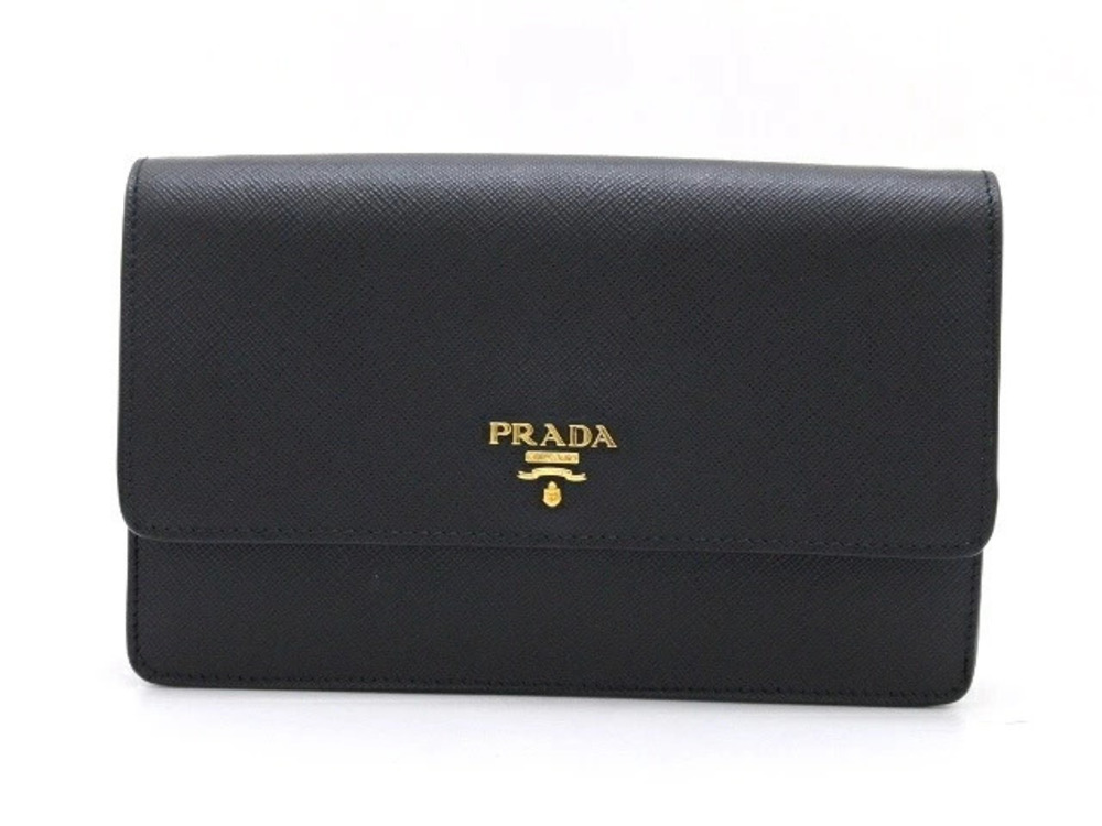 Prada Shoulder Bag Saffiano Leather Black